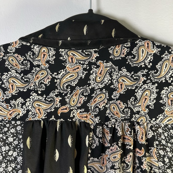 Umgee Womens Sz Small Metallic Abstract Patchwork Sheer Popover Tunic Top Blouse - Picture 11 of 11